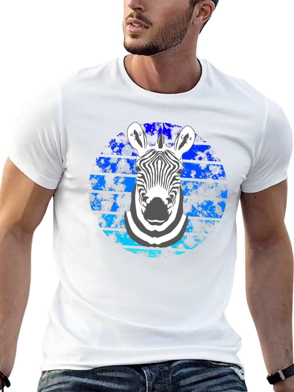 Zebra Graphic Tee - Stylish Mens Black T-Shirt