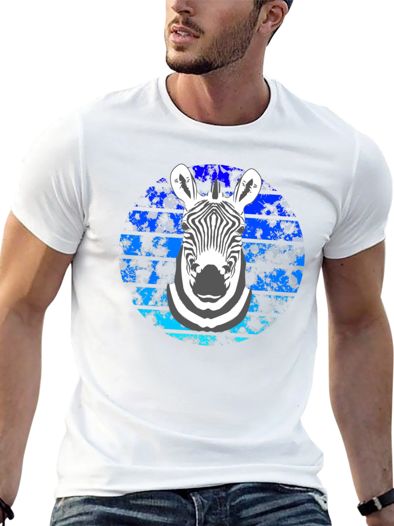 Zebra Graphic Tee - Stylish Mens Black T-Shirt