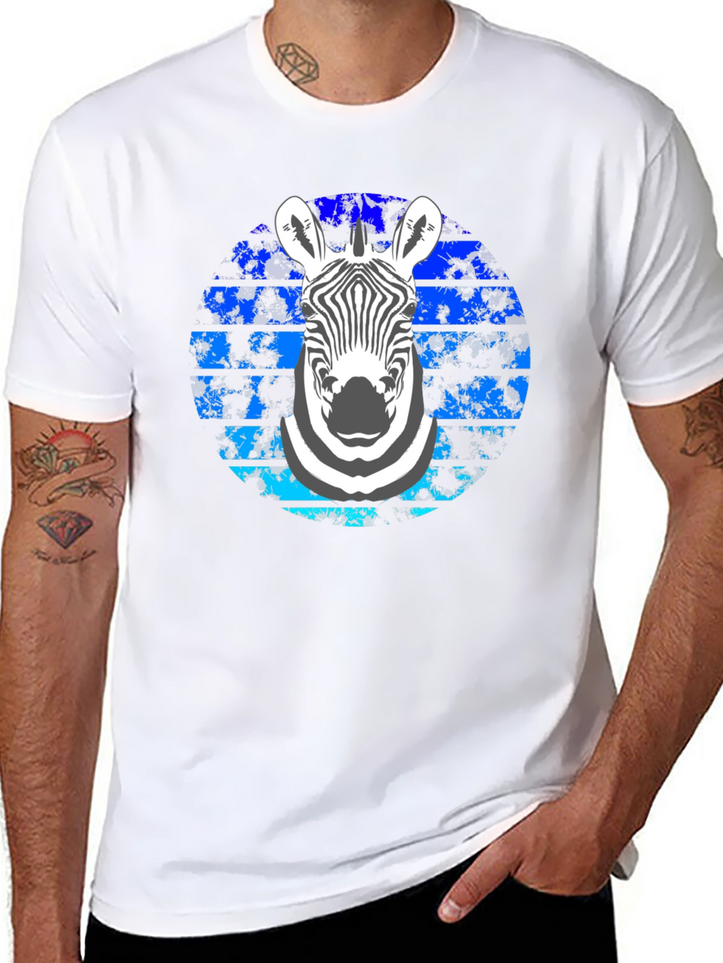 Zebra Graphic Tee - Stylish Mens Black T-Shirt