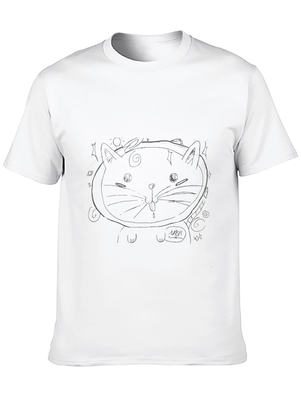 Cool Black Tee with Cat Astronaut Graphic
