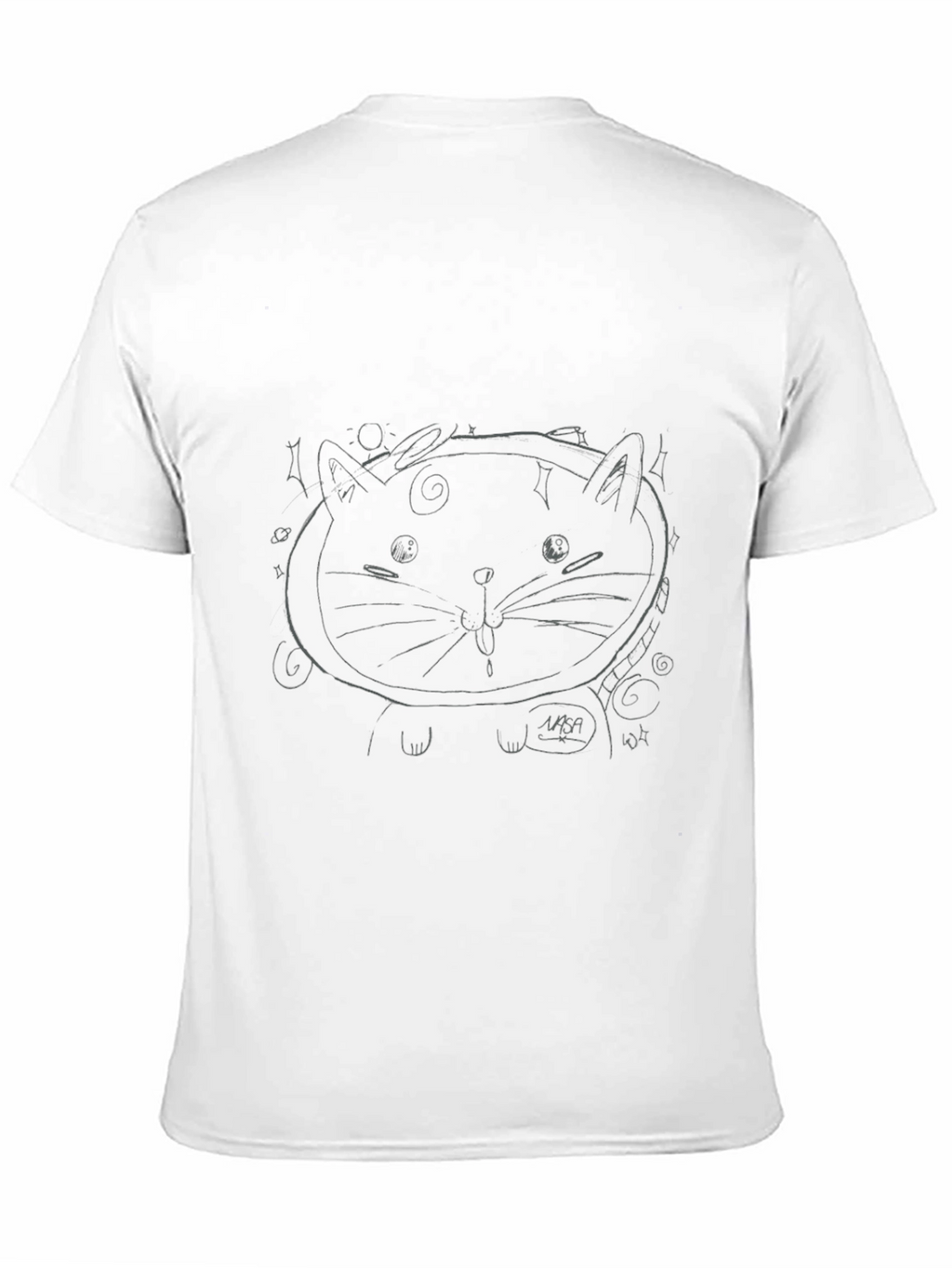 Cool Black Tee with Cat Astronaut Graphic