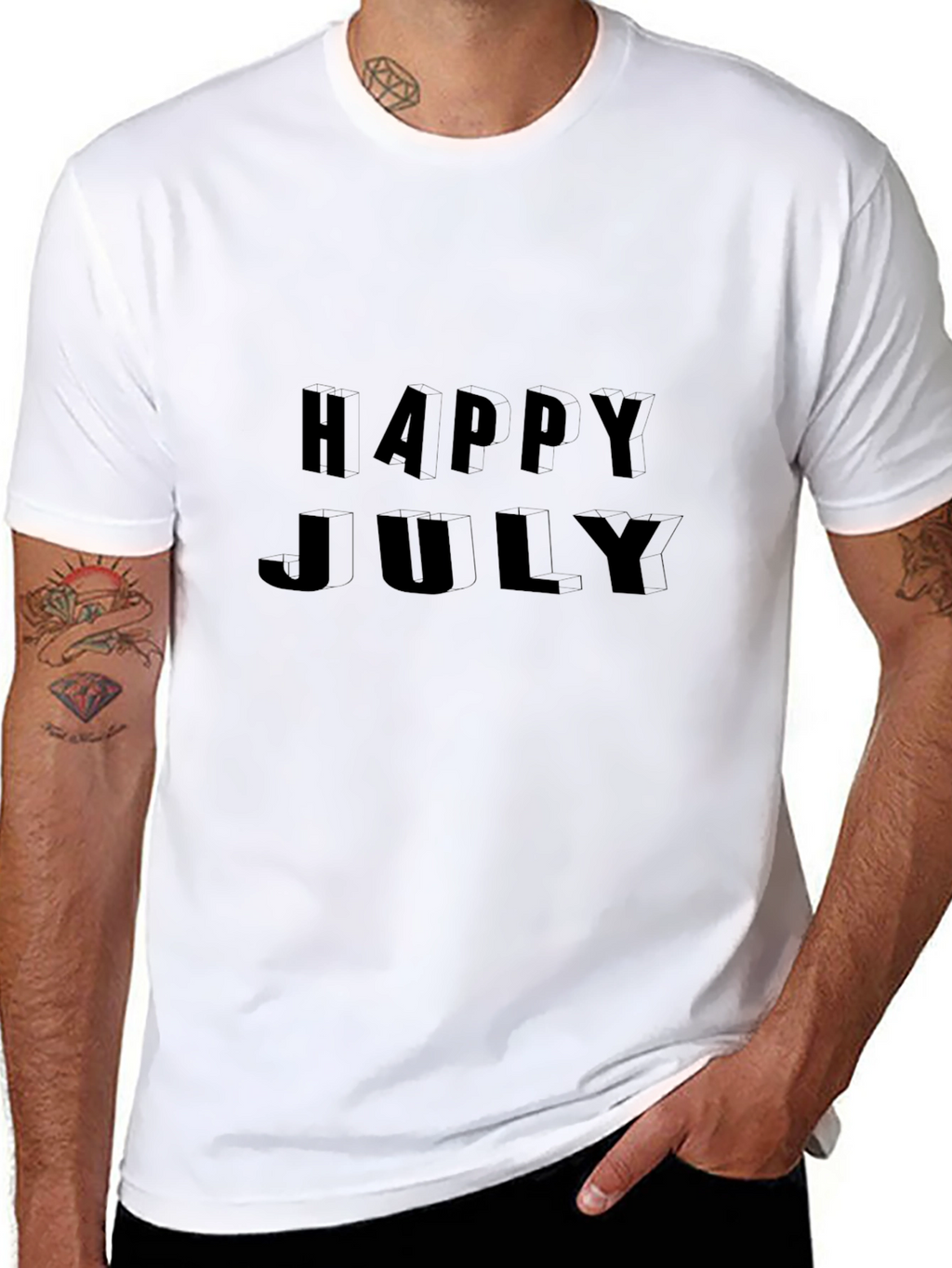 Happy July Graphic Black T-Shirt