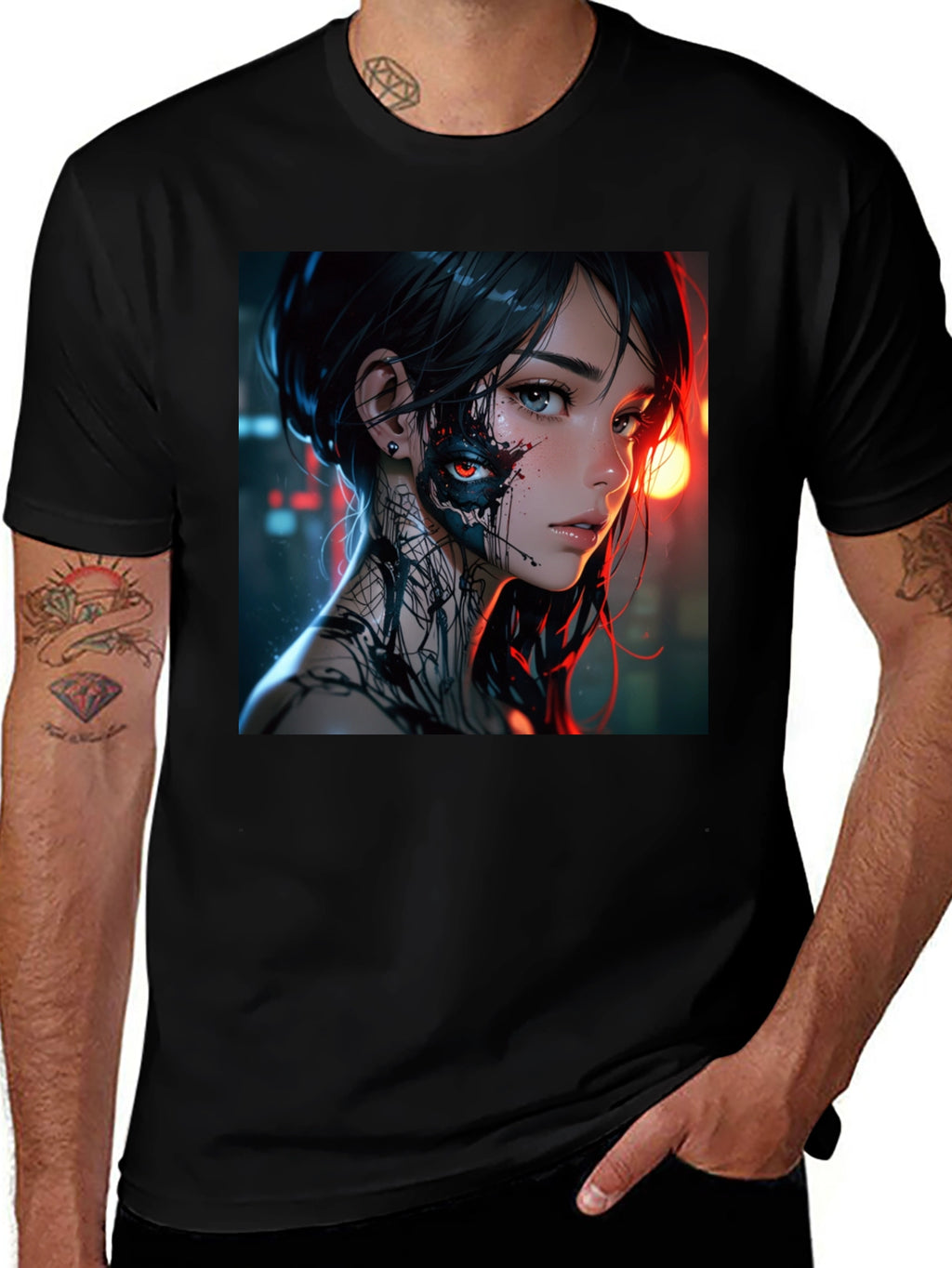 Cyberpunk Anime Girl Graphic T-Shirt