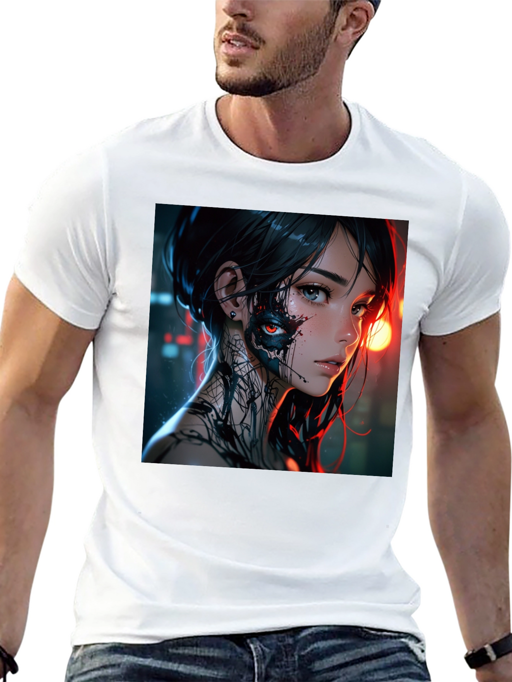 Cyberpunk Anime Girl Graphic T-Shirt