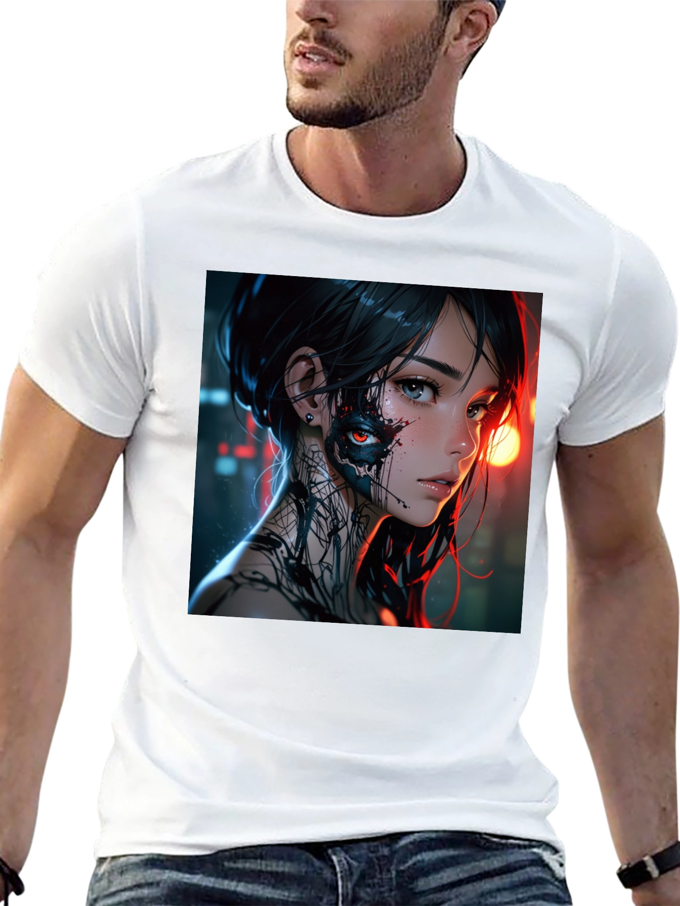Cyberpunk Anime Girl Graphic T-Shirt