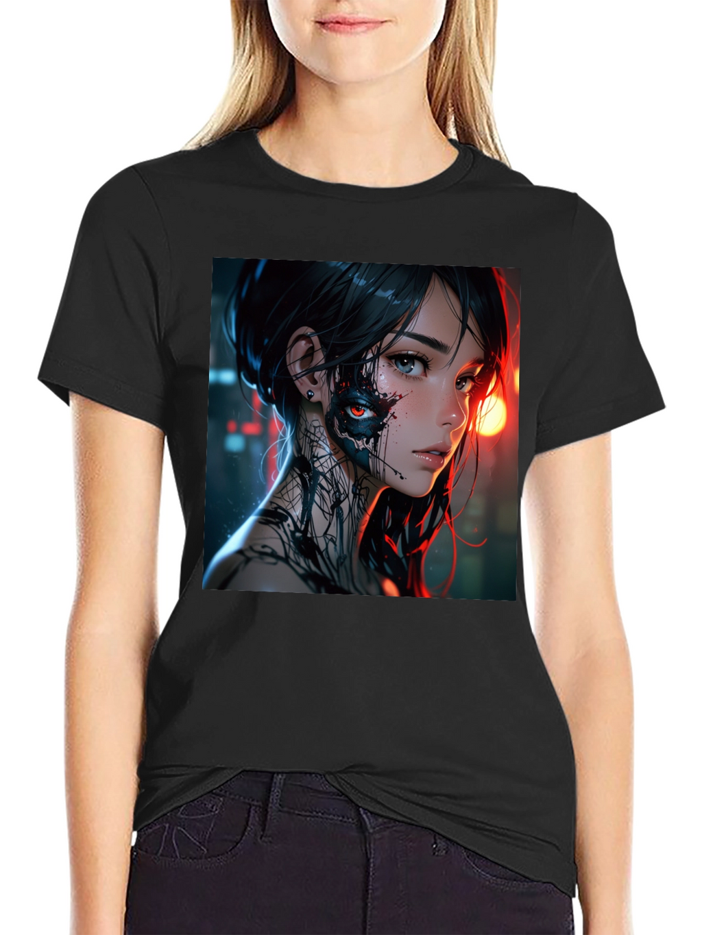 Cyberpunk Anime Girl Graphic T-Shirt