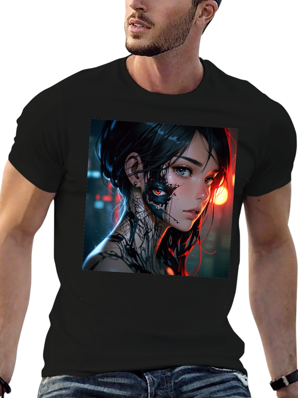 Cyberpunk Anime Girl Graphic T-Shirt