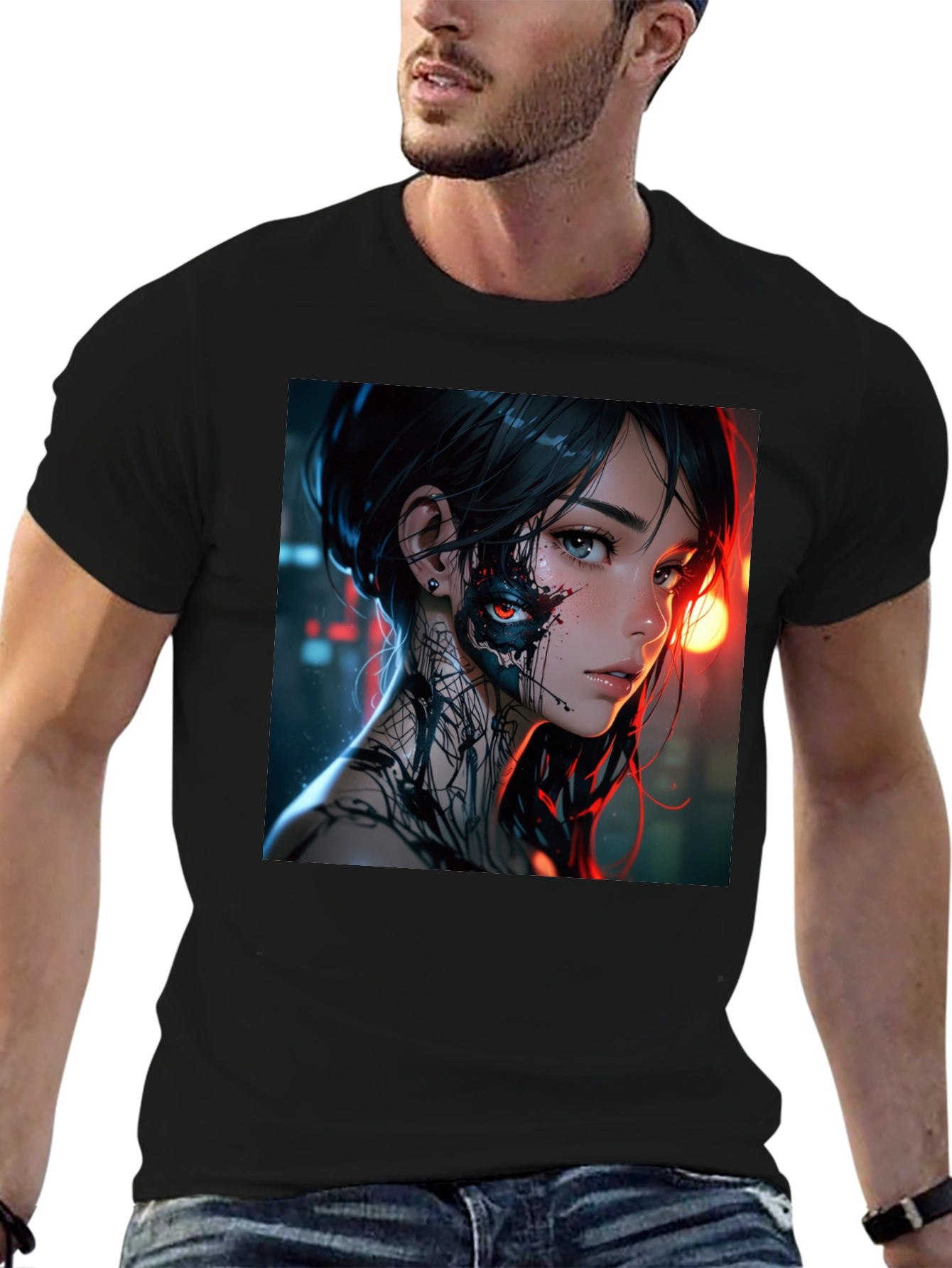 Cyberpunk Anime Girl Graphic T-Shirt