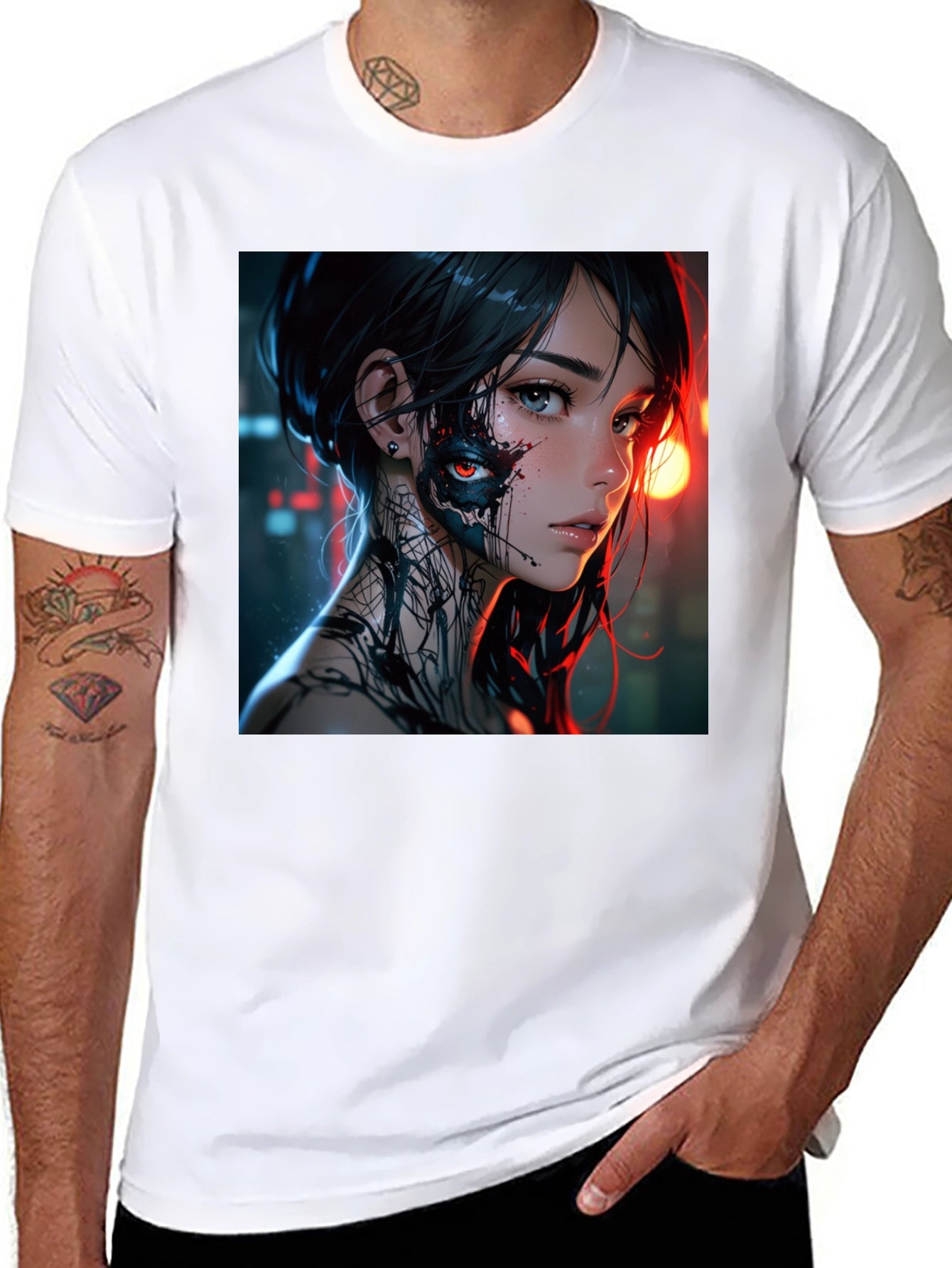 Cyberpunk Anime Girl Graphic T-Shirt