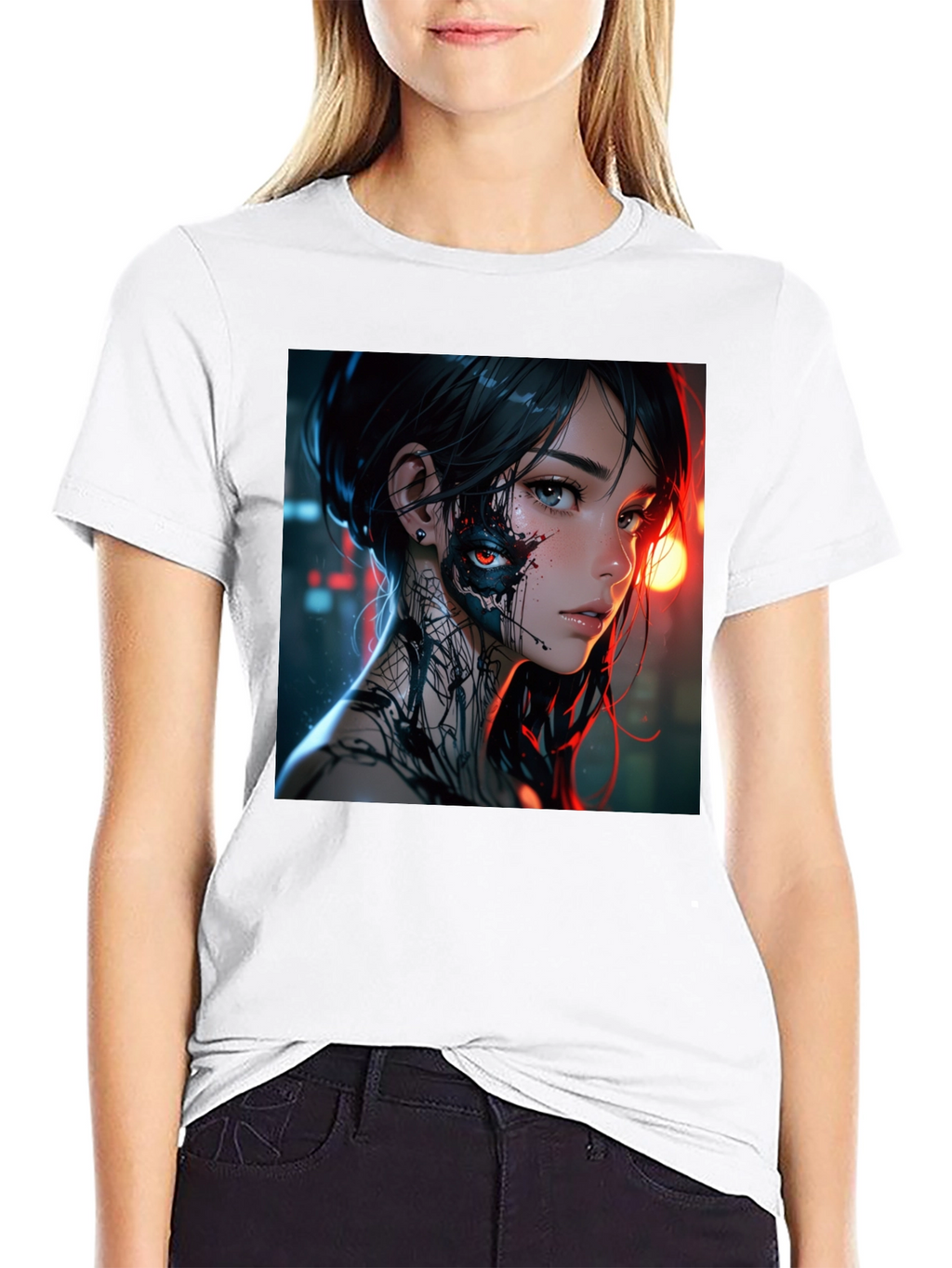 Cyberpunk Anime Girl Graphic T-Shirt