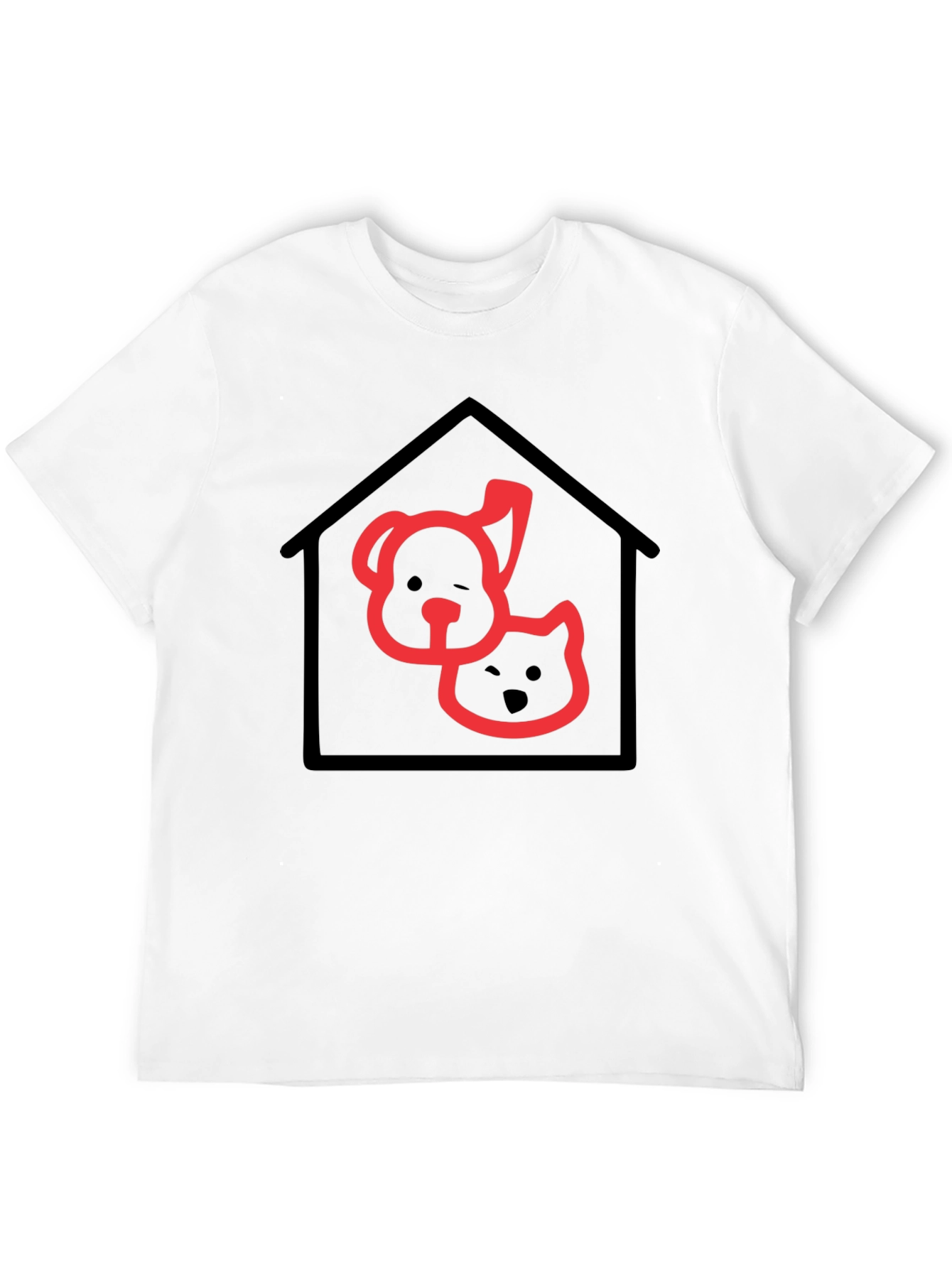 Dog and Cat Home T-Shirt - Black Cotton Tee
