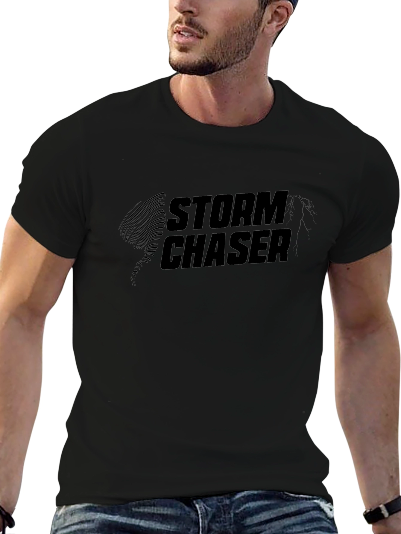 Storm Chaser Graphic Tee - Black Cotton Comfort