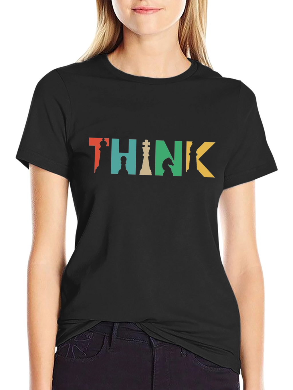 Think Chess Piece Graphic Tee - Black