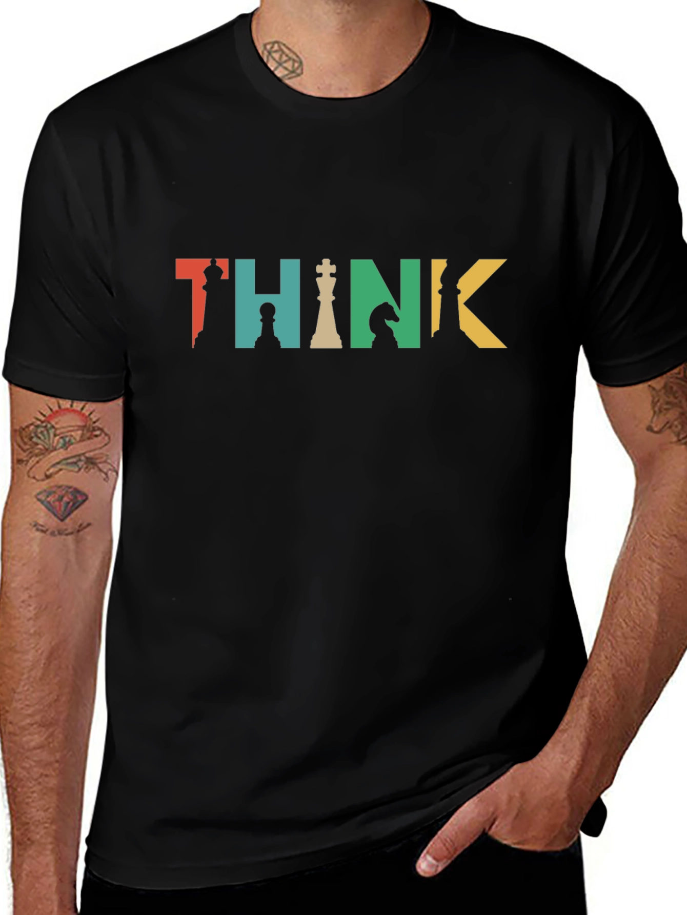 Think Chess Piece Graphic Tee - Black