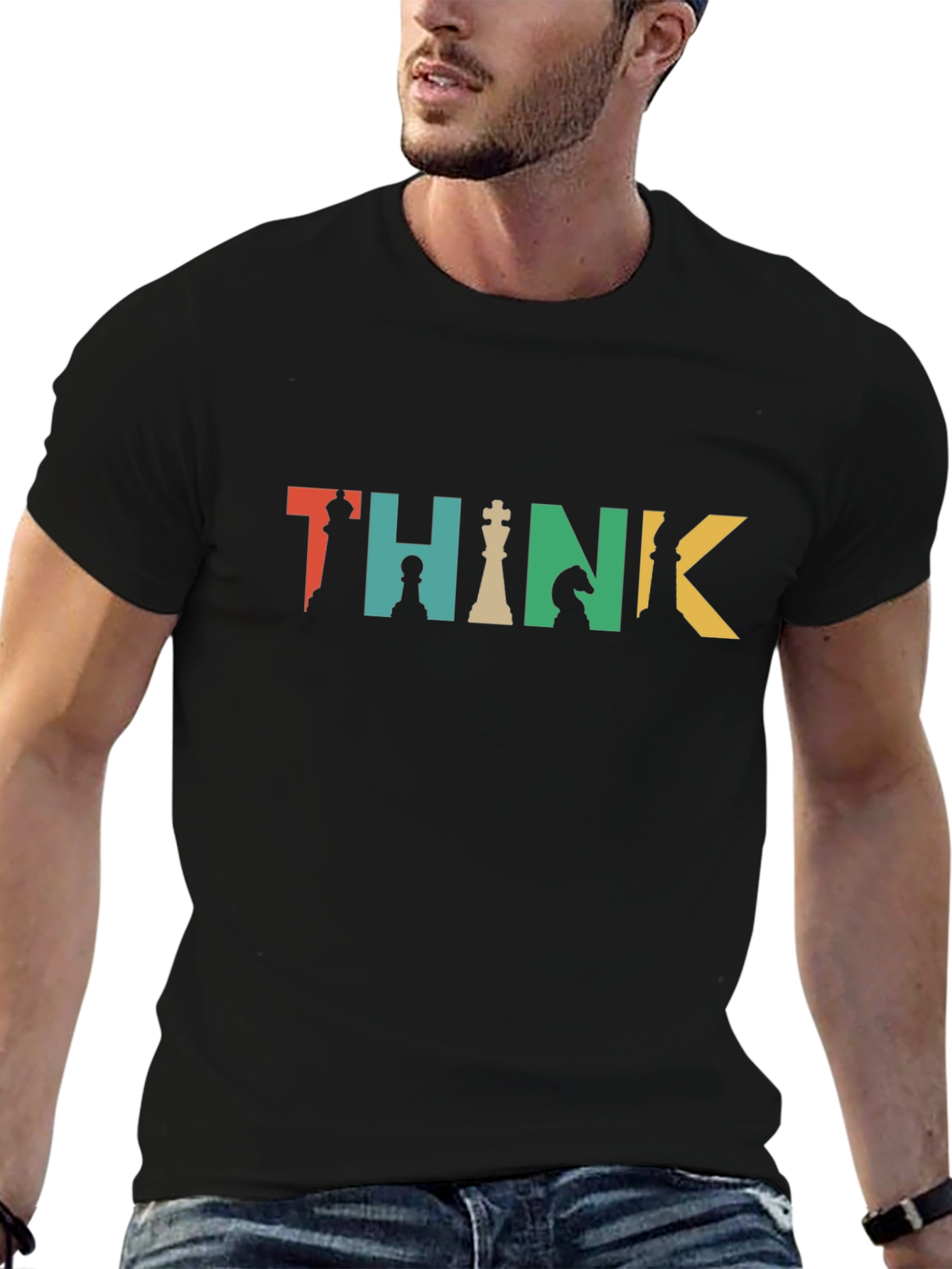 Think Chess Piece Graphic Tee - Black