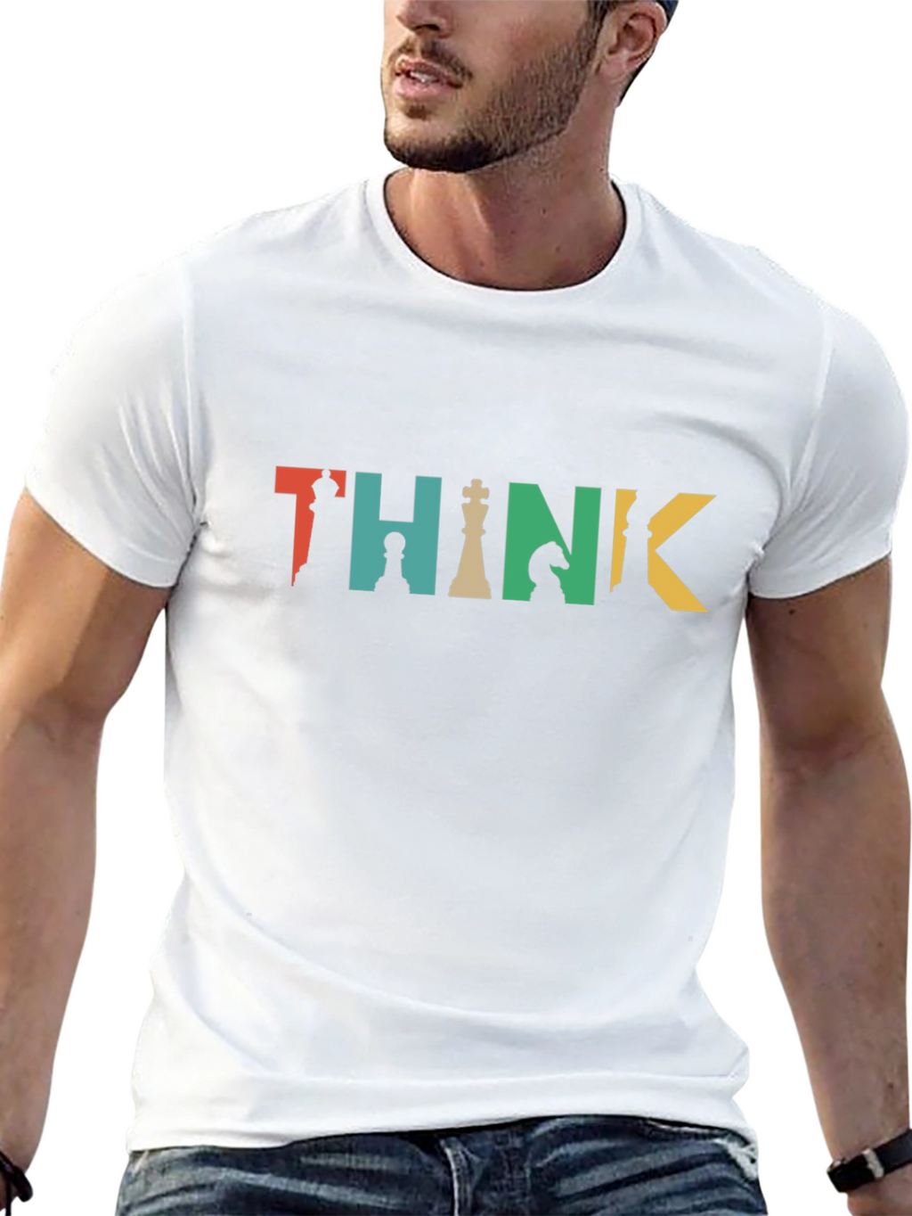Think Chess Piece Graphic Tee - Black