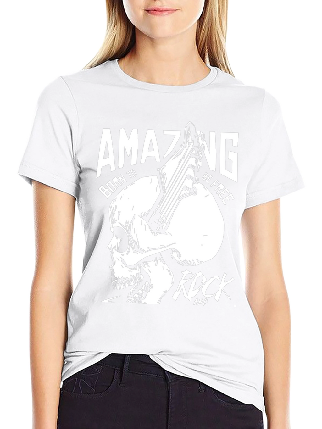 Amazing Rock Skull Graphic T-Shirt - Black