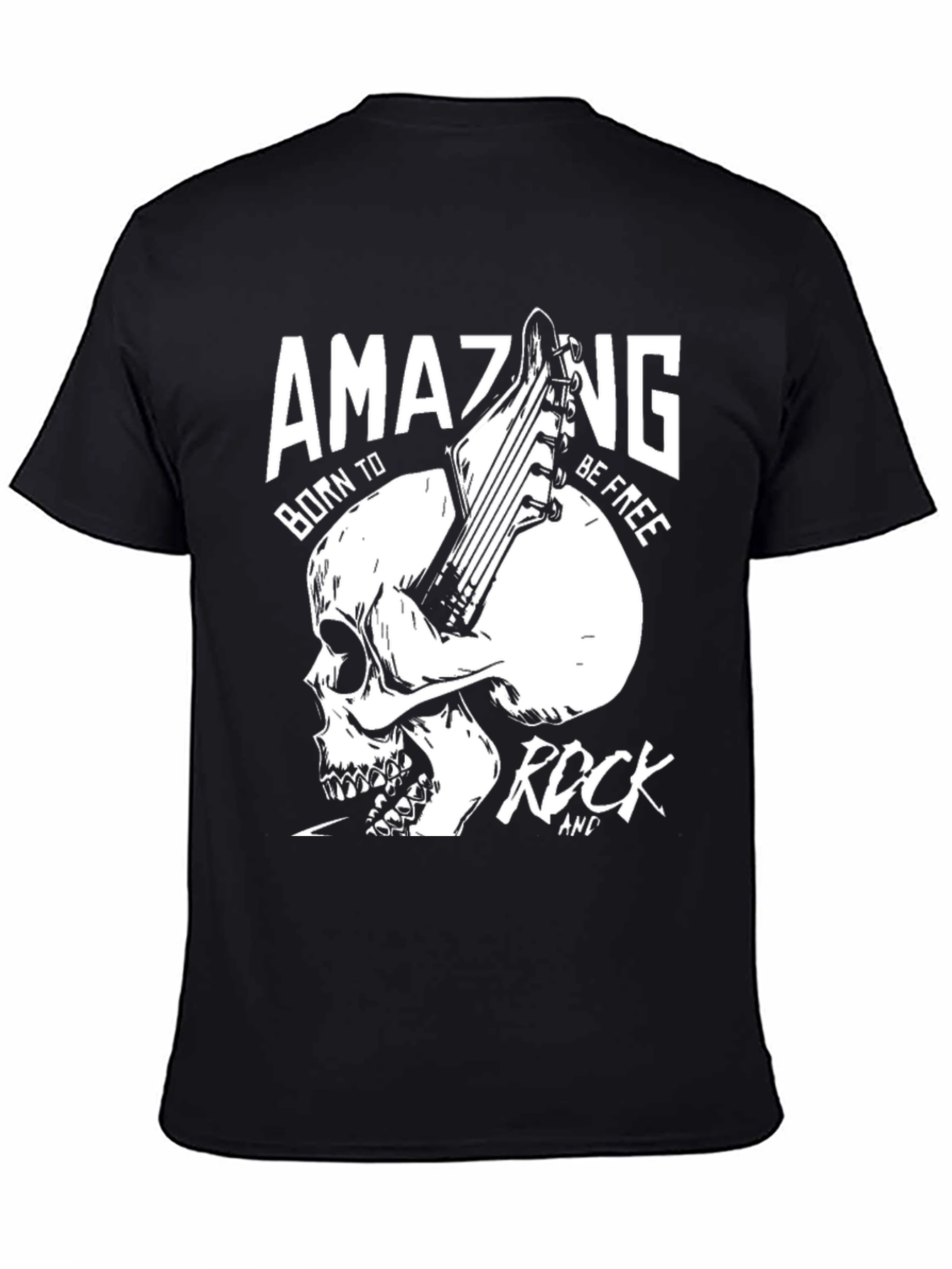 Amazing Rock Skull Graphic T-Shirt - Black
