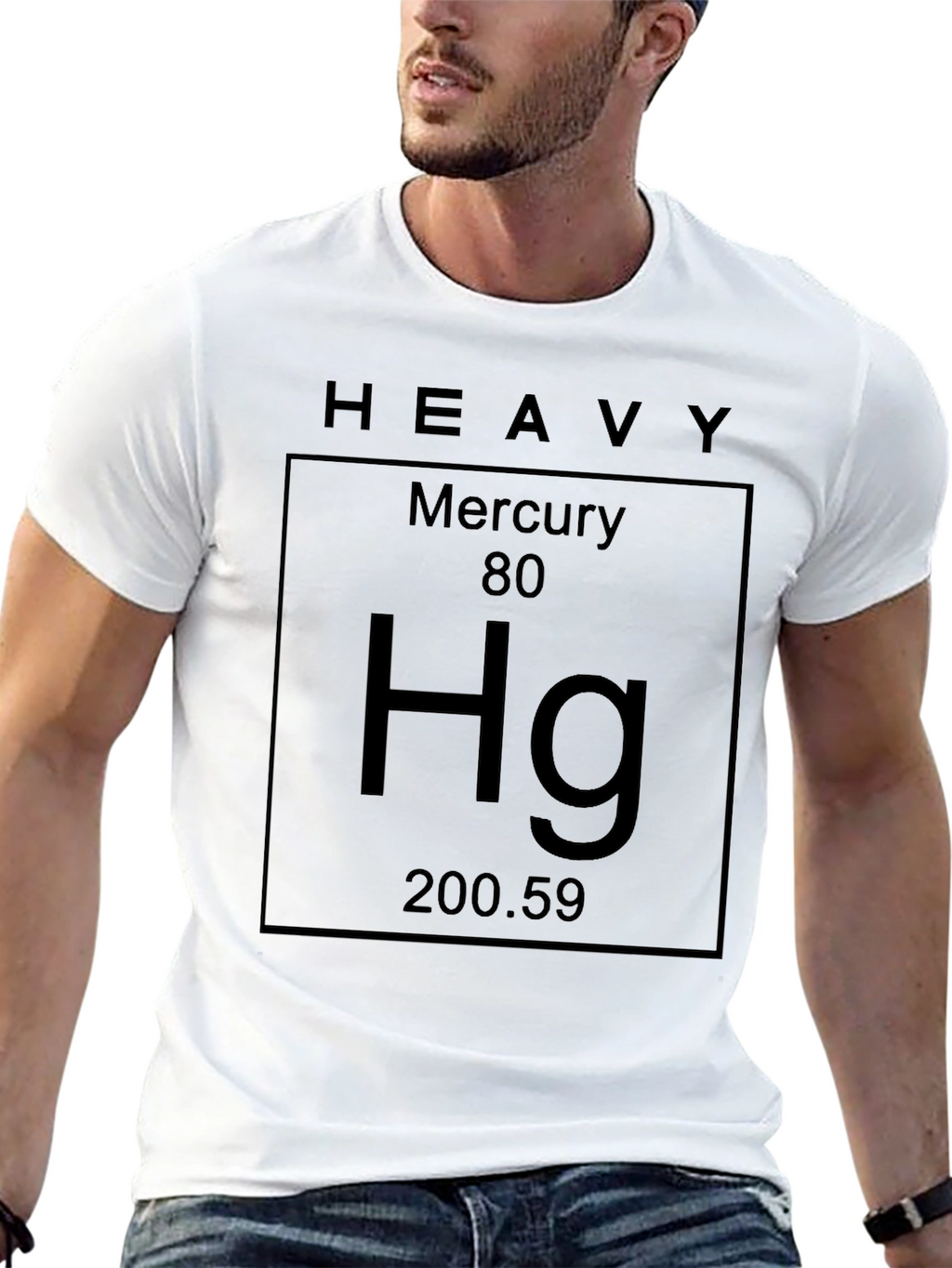 Heavy Mercury Element Periodic Table Black T-Shirt