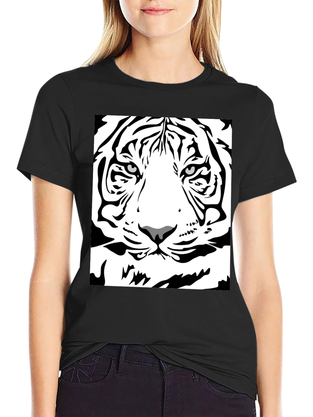 Tiger Face Graphic Tee - Mens Black T-Shirt