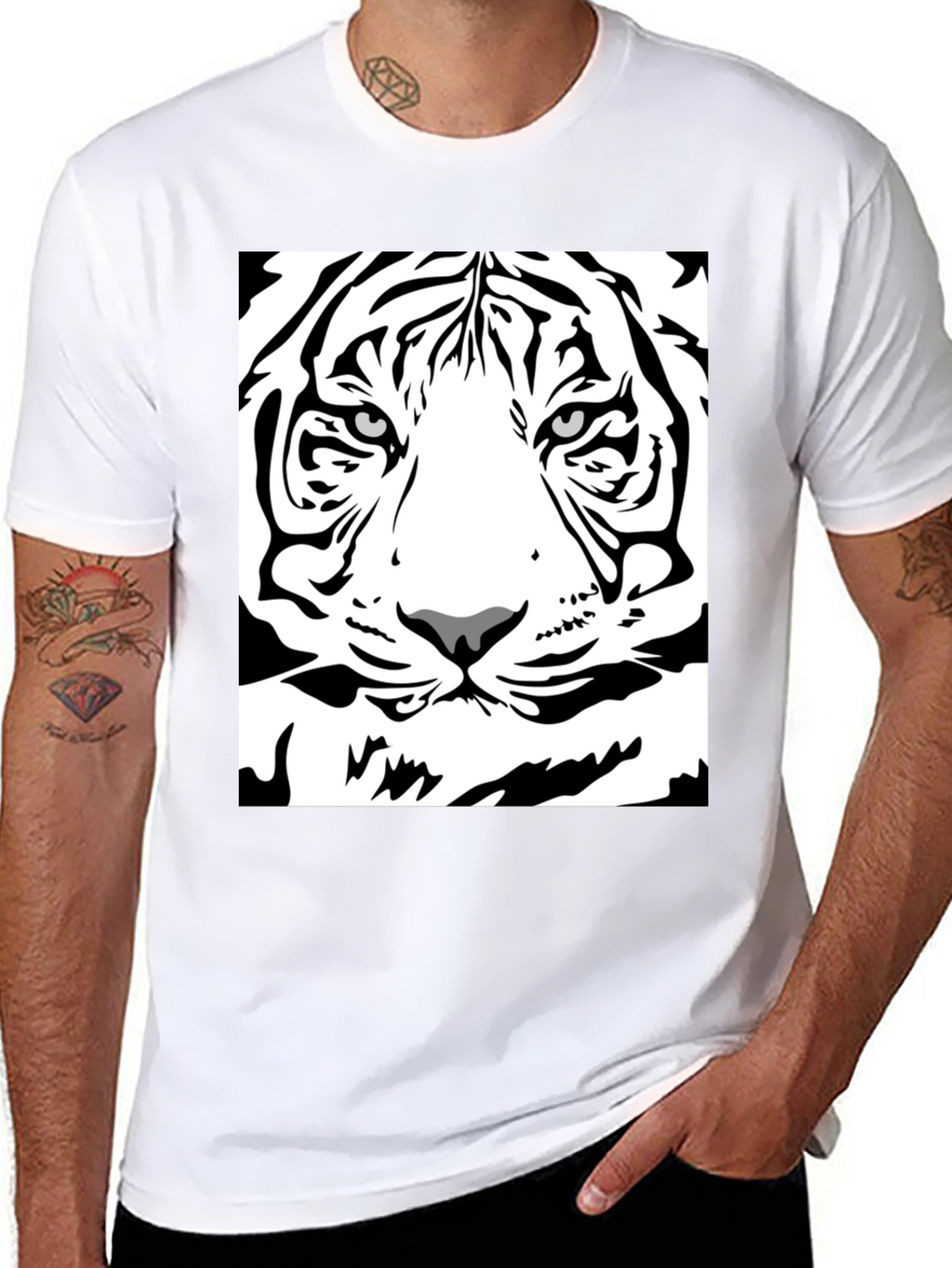 Tiger Face Graphic Tee - Mens Black T-Shirt