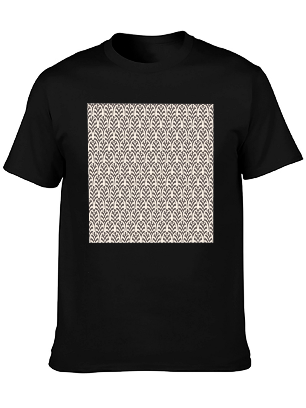 Art Deco Pattern Black Cotton T-Shirt