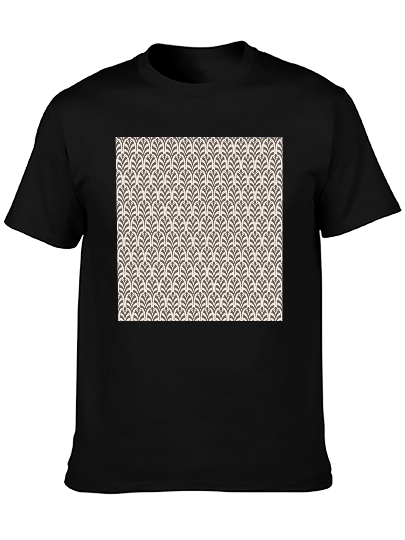 Art Deco Pattern Black Cotton T-Shirt