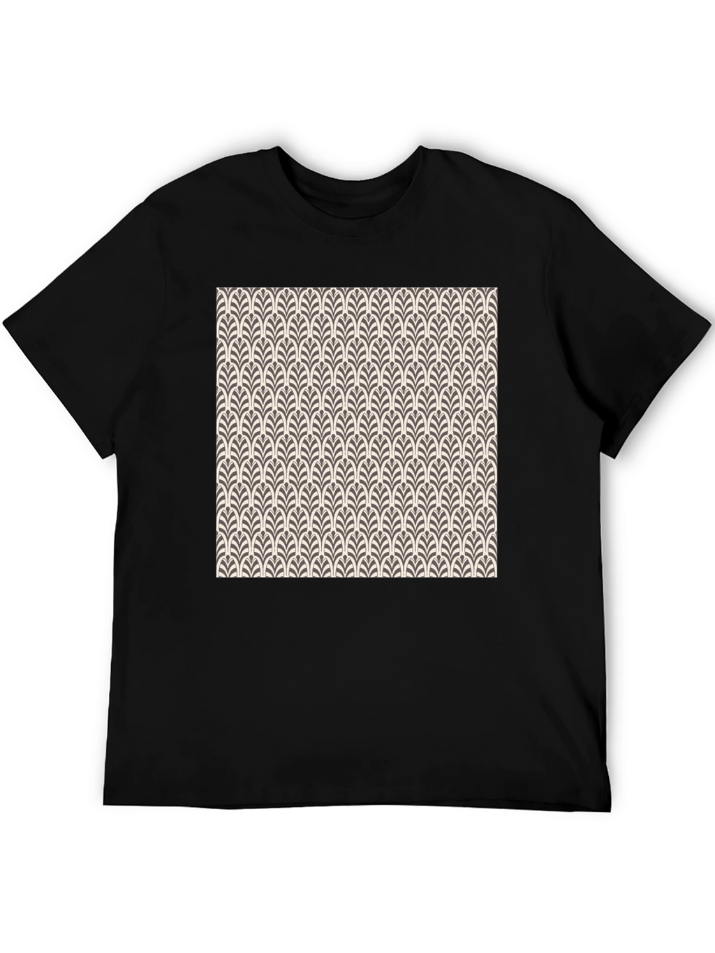 Art Deco Pattern Black Cotton T-Shirt