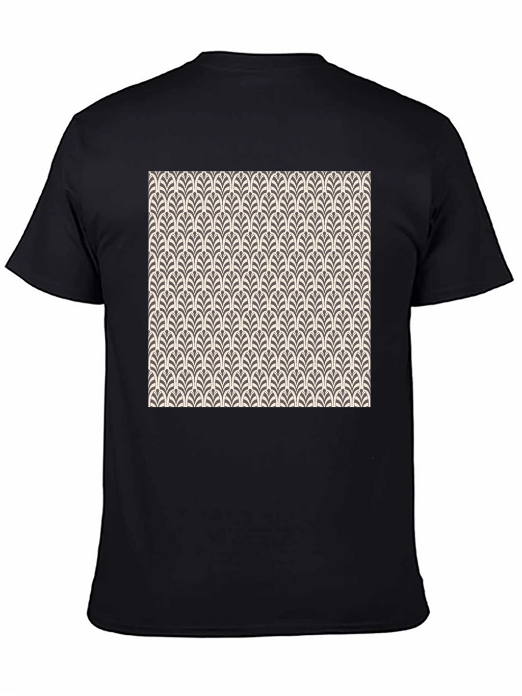 Art Deco Pattern Black Cotton T-Shirt
