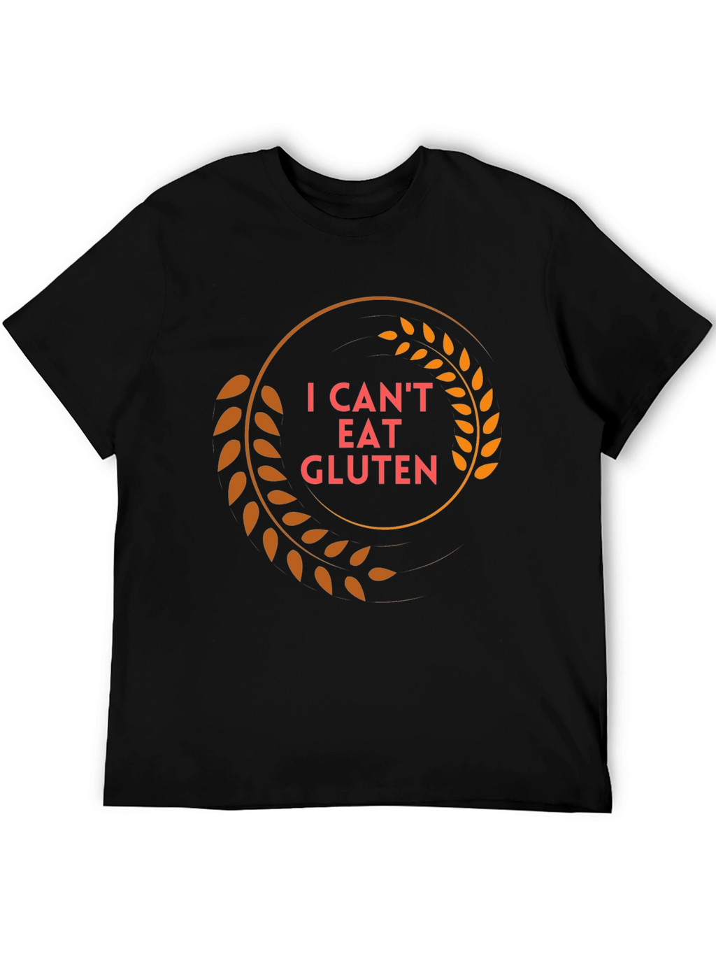 I Cant Eat Gluten T-Shirt - Black Cotton Tee