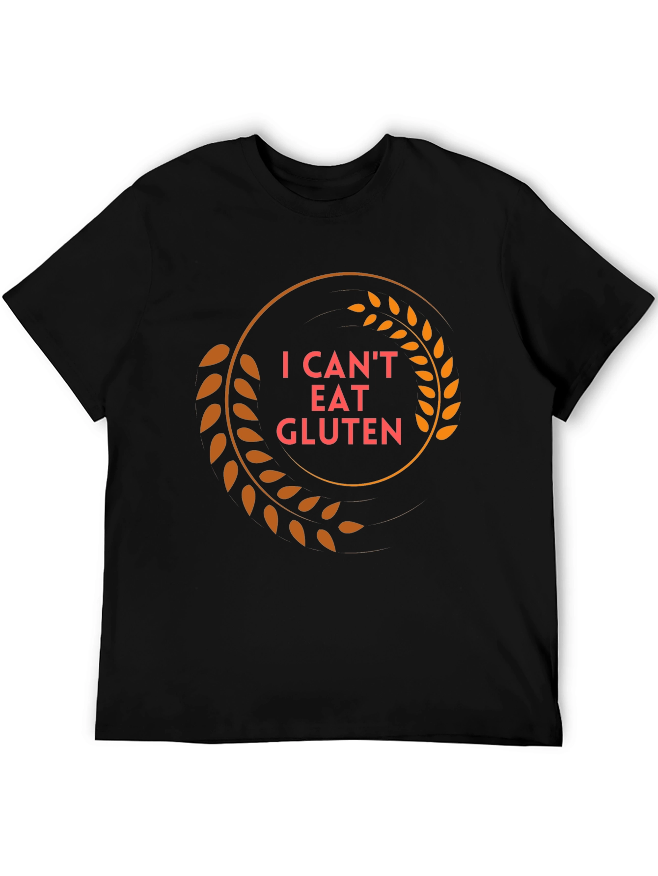 I Cant Eat Gluten T-Shirt - Black Cotton Tee
