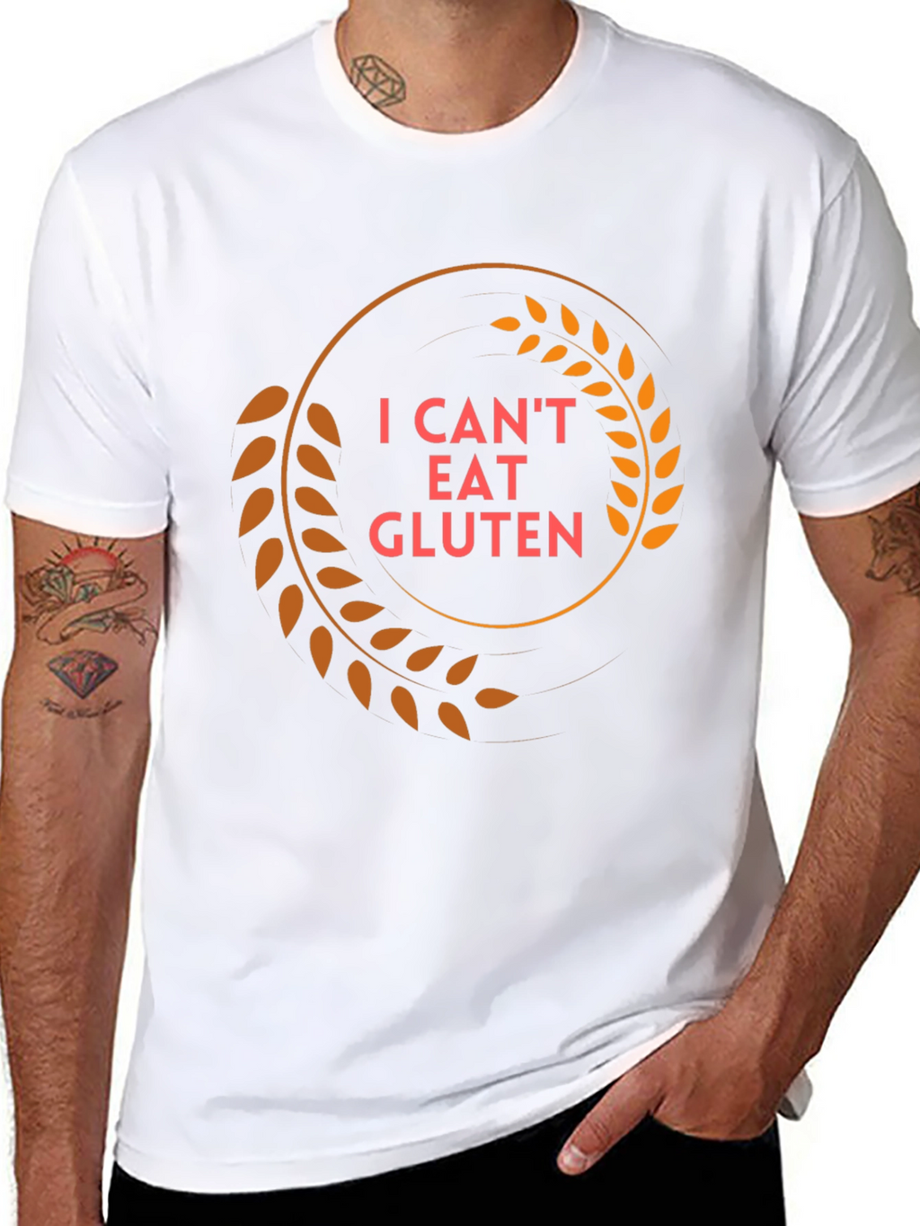 I Cant Eat Gluten T-Shirt - Black Cotton Tee