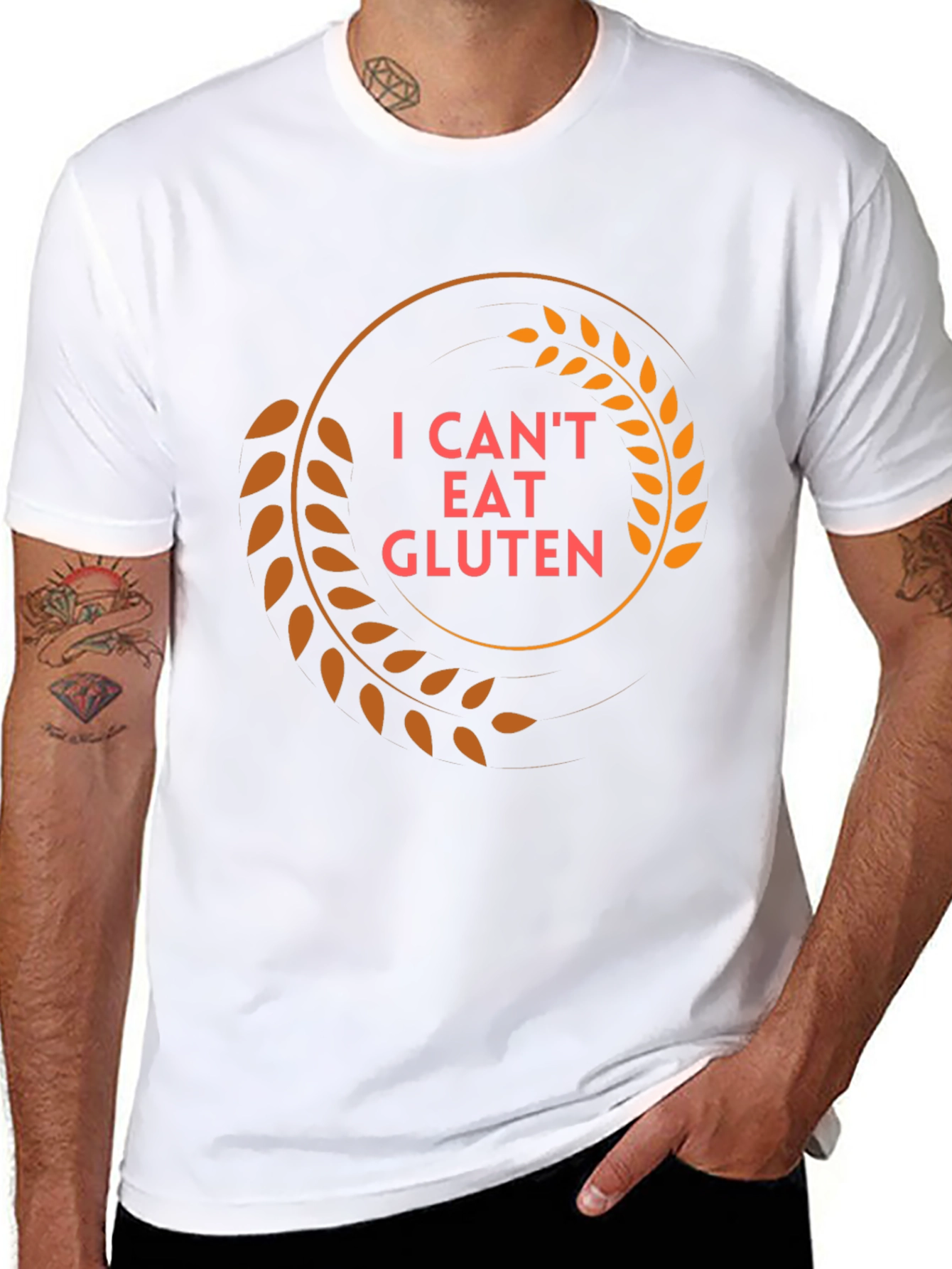 I Cant Eat Gluten T-Shirt - Black Cotton Tee