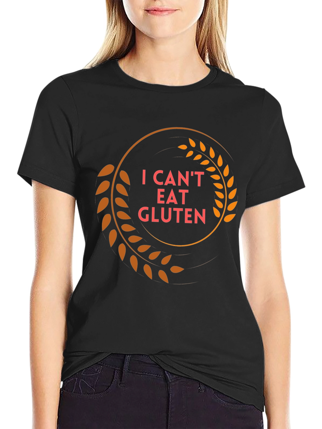 I Cant Eat Gluten T-Shirt - Black Cotton Tee