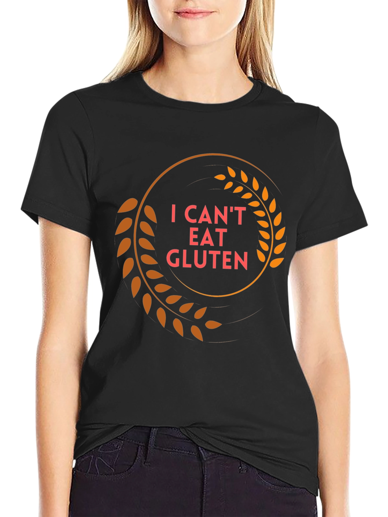 I Cant Eat Gluten T-Shirt - Black Cotton Tee