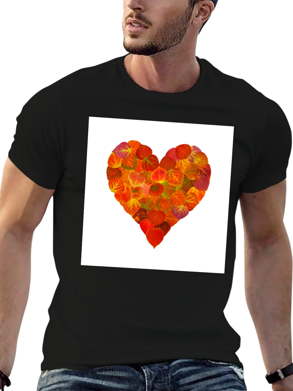 Leaf Heart Graphic Tee - Black