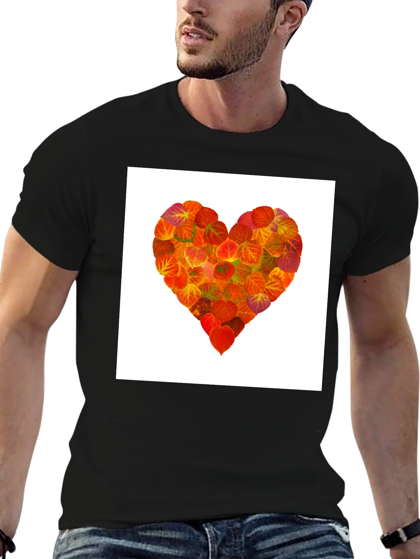 Leaf Heart Graphic Tee - Black