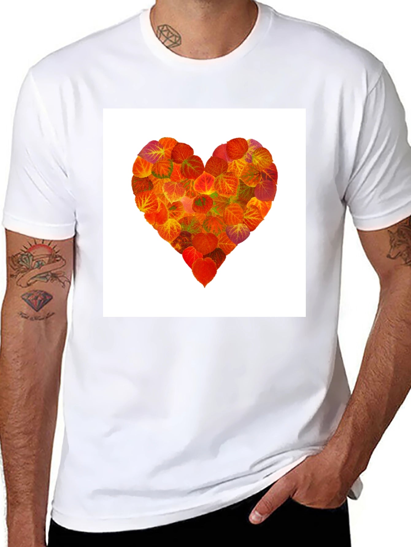 Leaf Heart Graphic Tee - Black