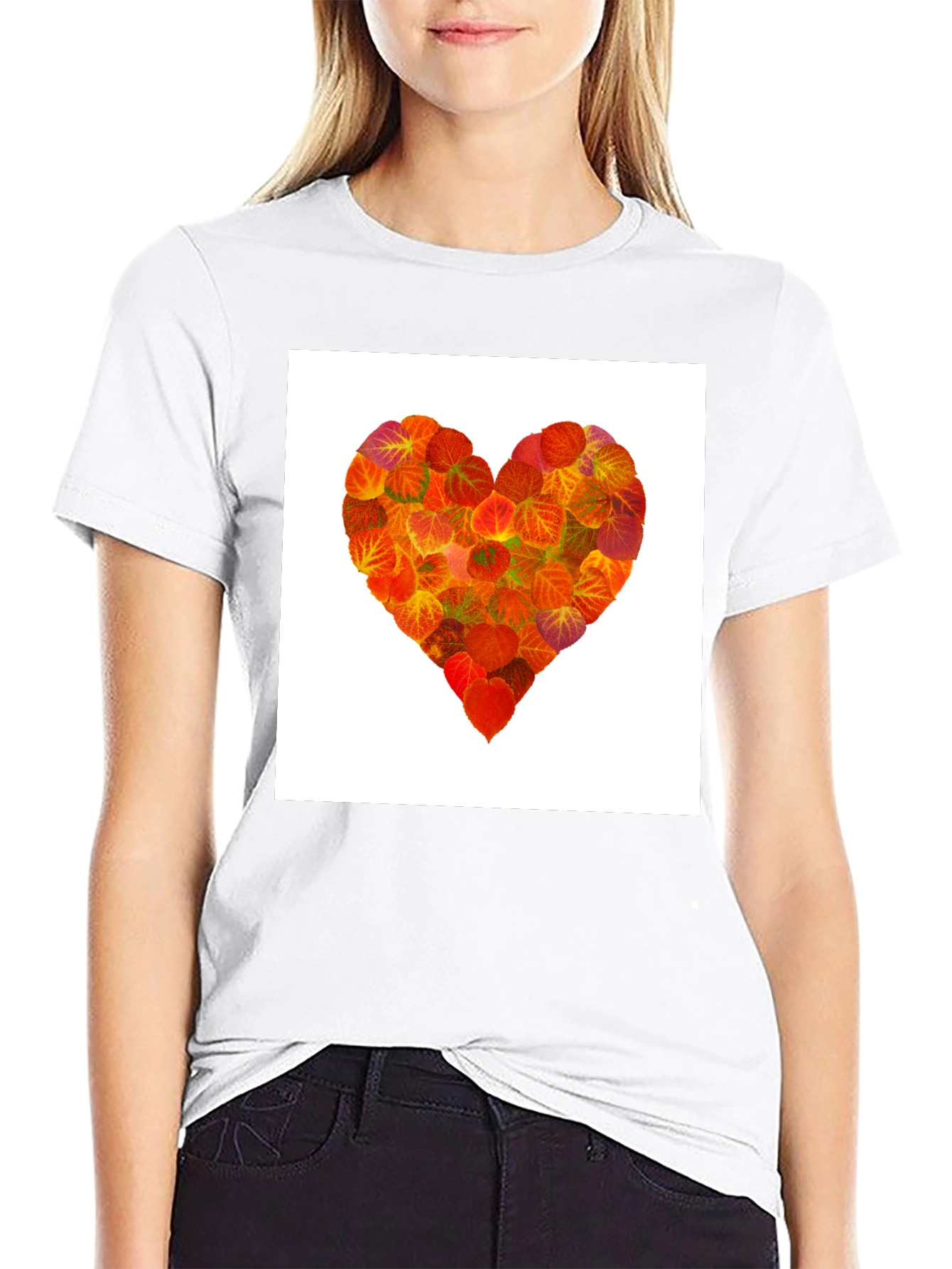 Leaf Heart Graphic Tee - Black