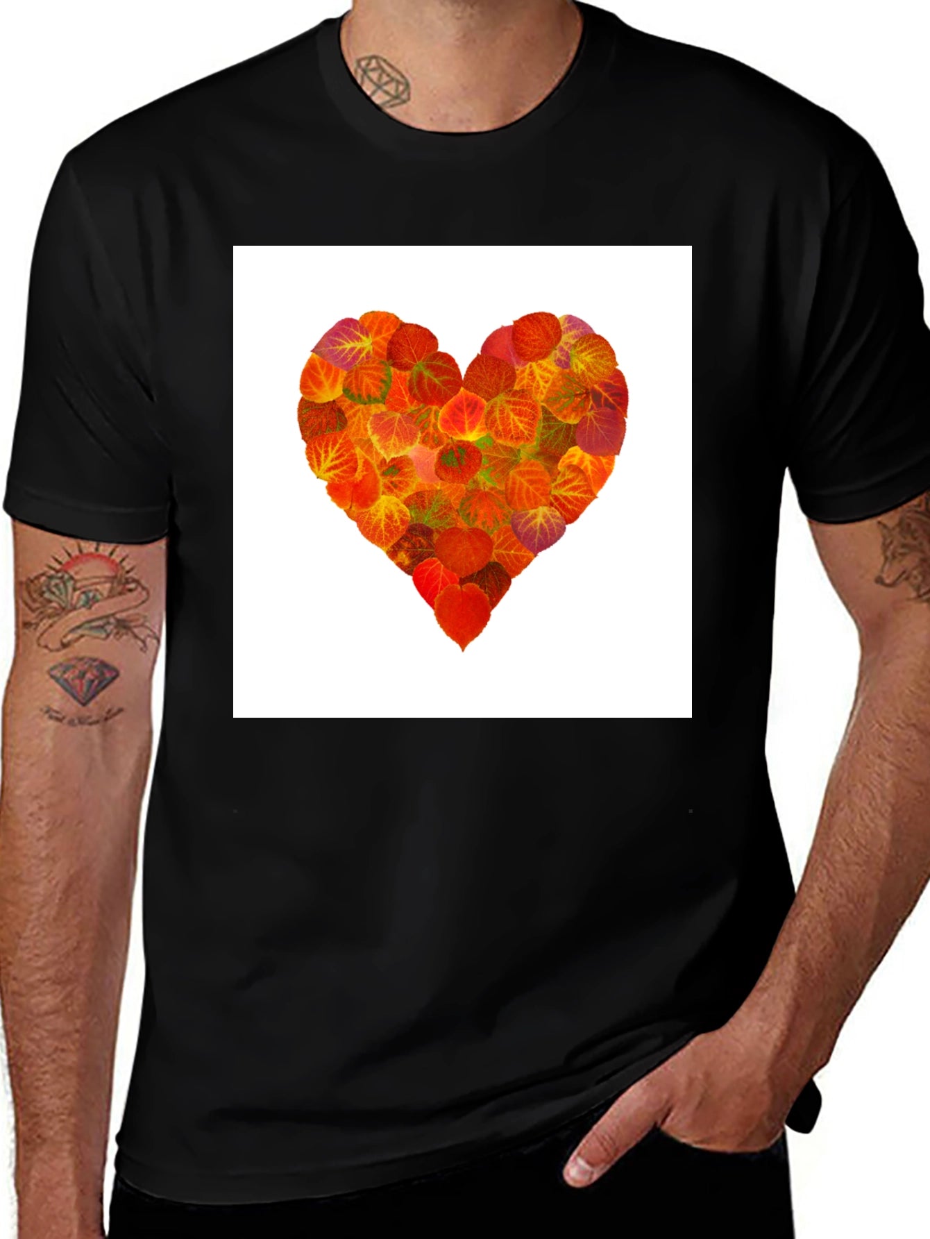 Leaf Heart Graphic Tee - Black