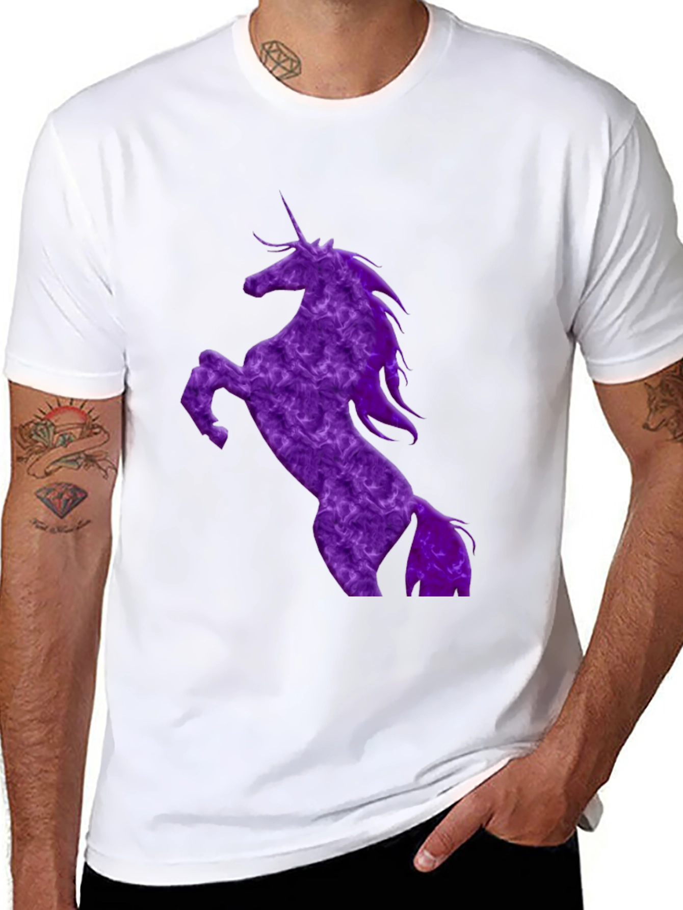 Unicorn Graphic T-Shirt - Black Cotton Blend