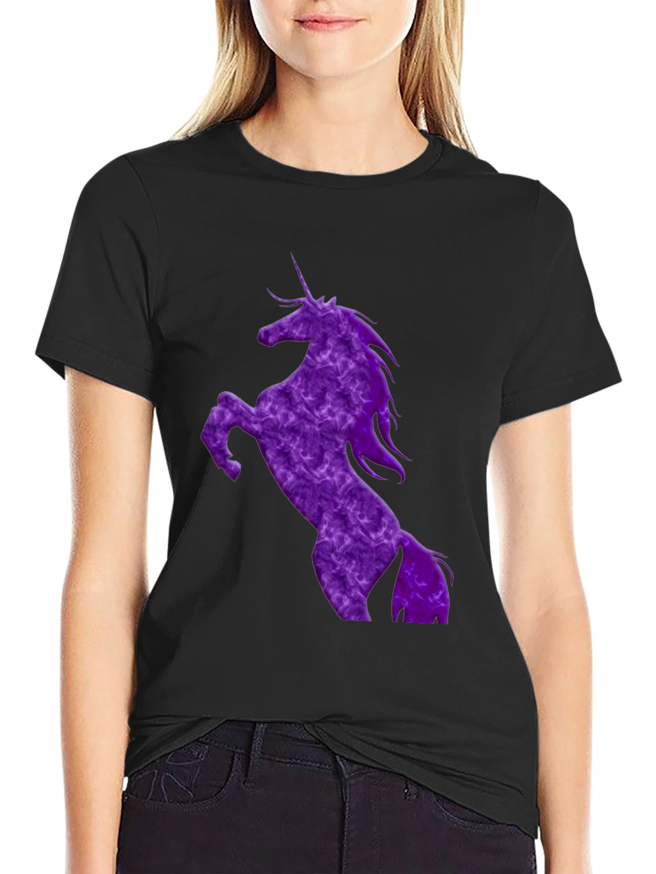 Unicorn Graphic T-Shirt - Black Cotton Blend