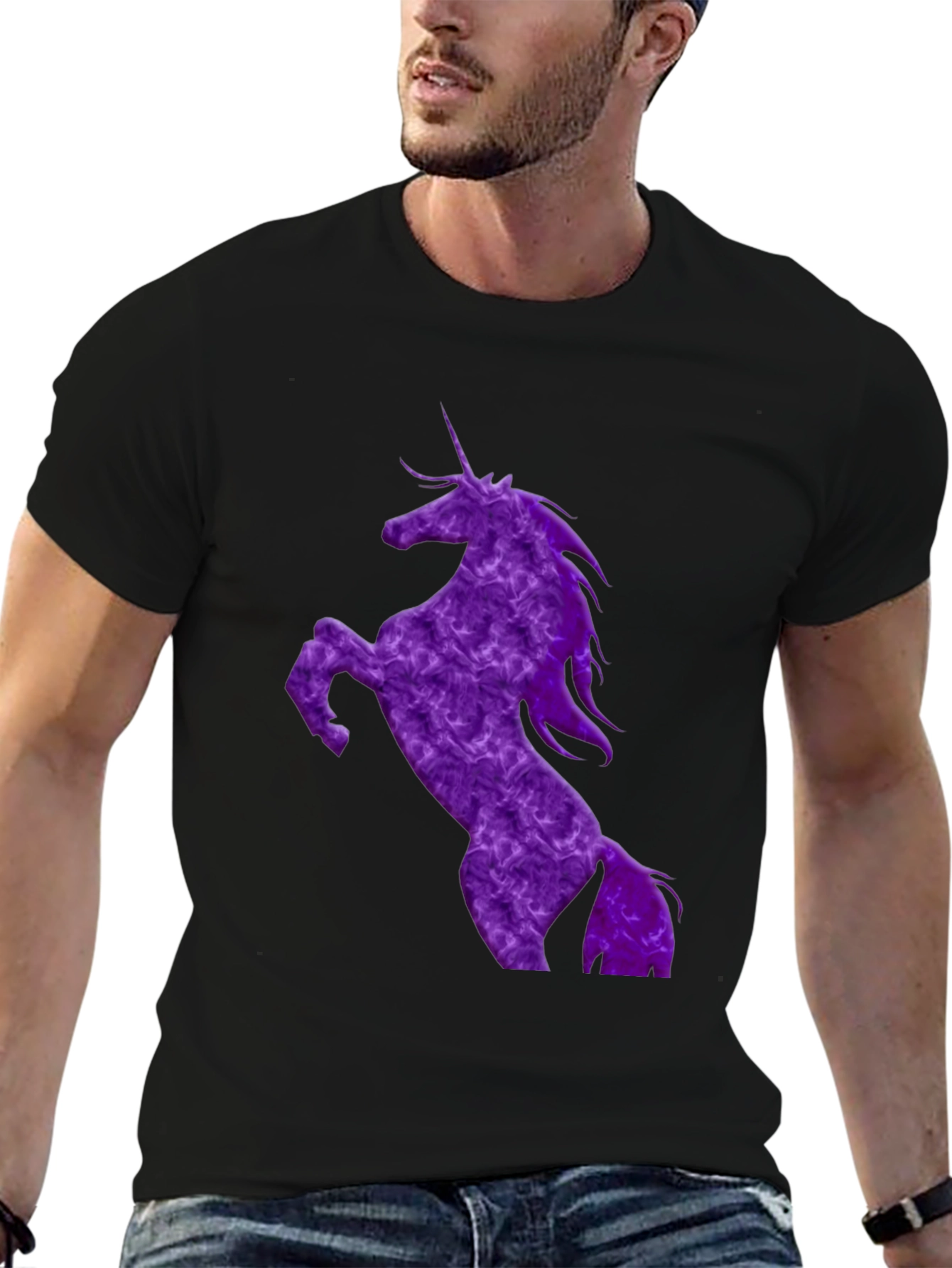 Unicorn Graphic T-Shirt - Black Cotton Blend