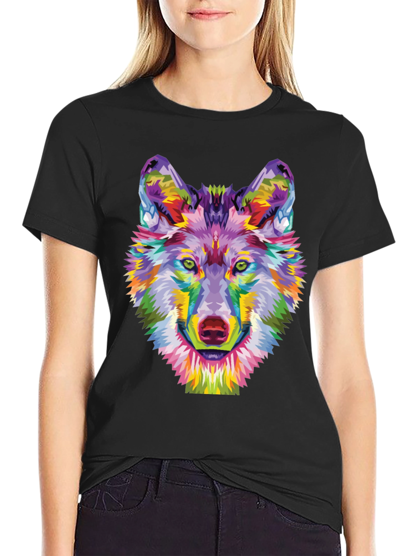 Colorful Wolf Graphic Tee - Unique Art Shirt