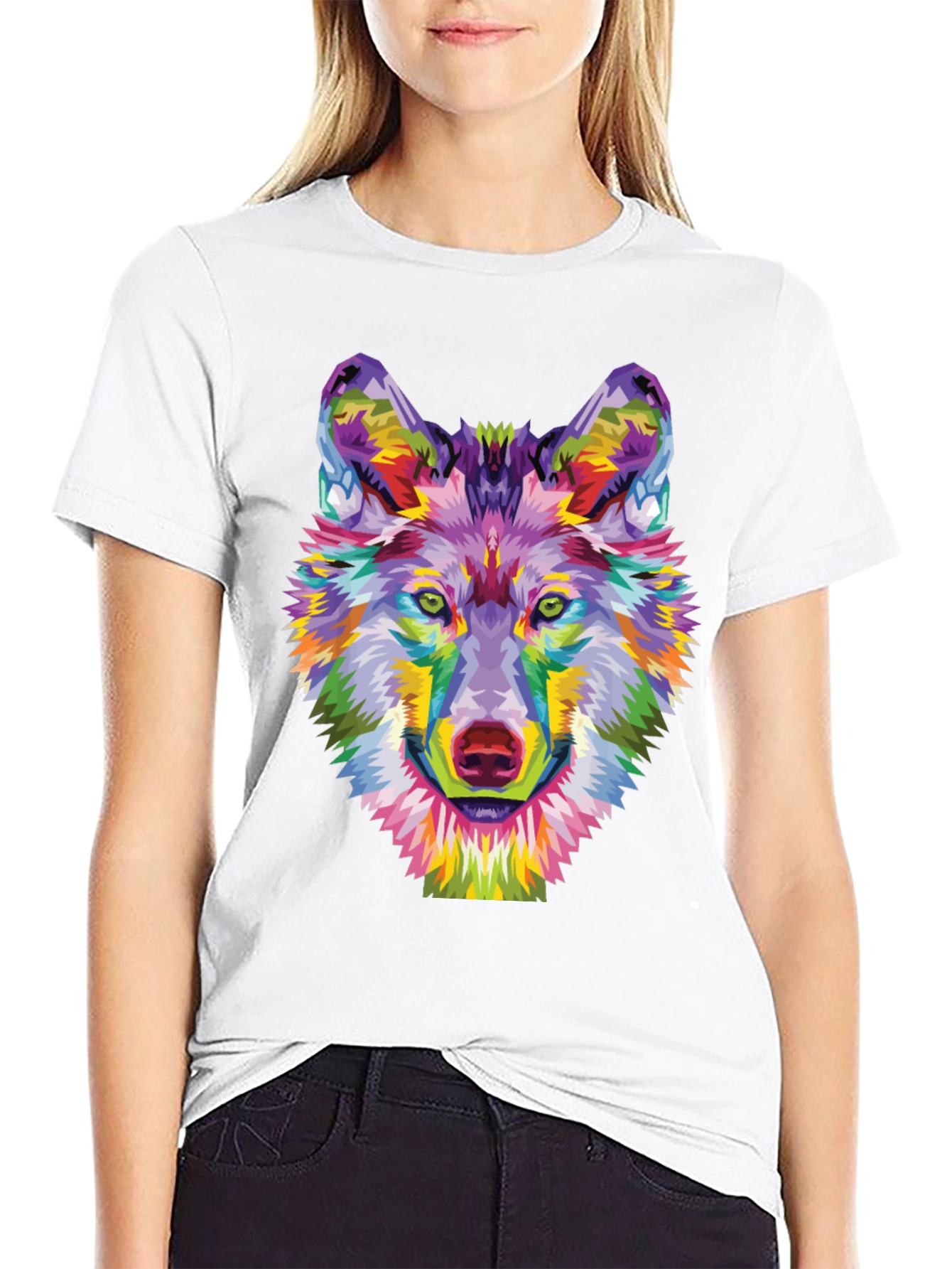 Colorful Wolf Graphic Tee - Unique Art Shirt