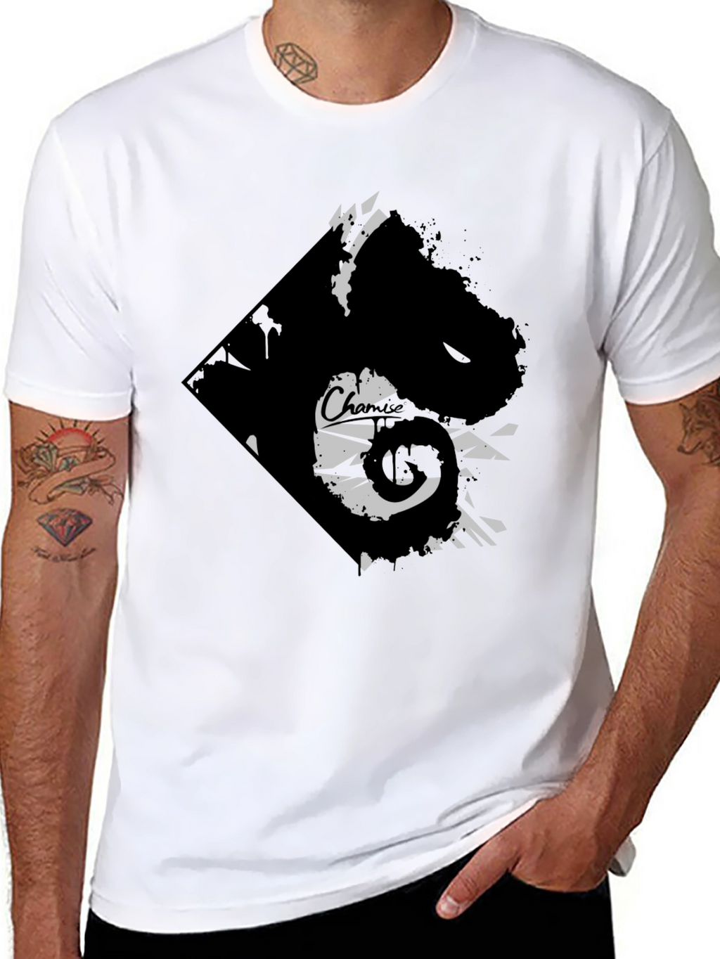 Edgy Graphic Tee - Black Cotton Blend