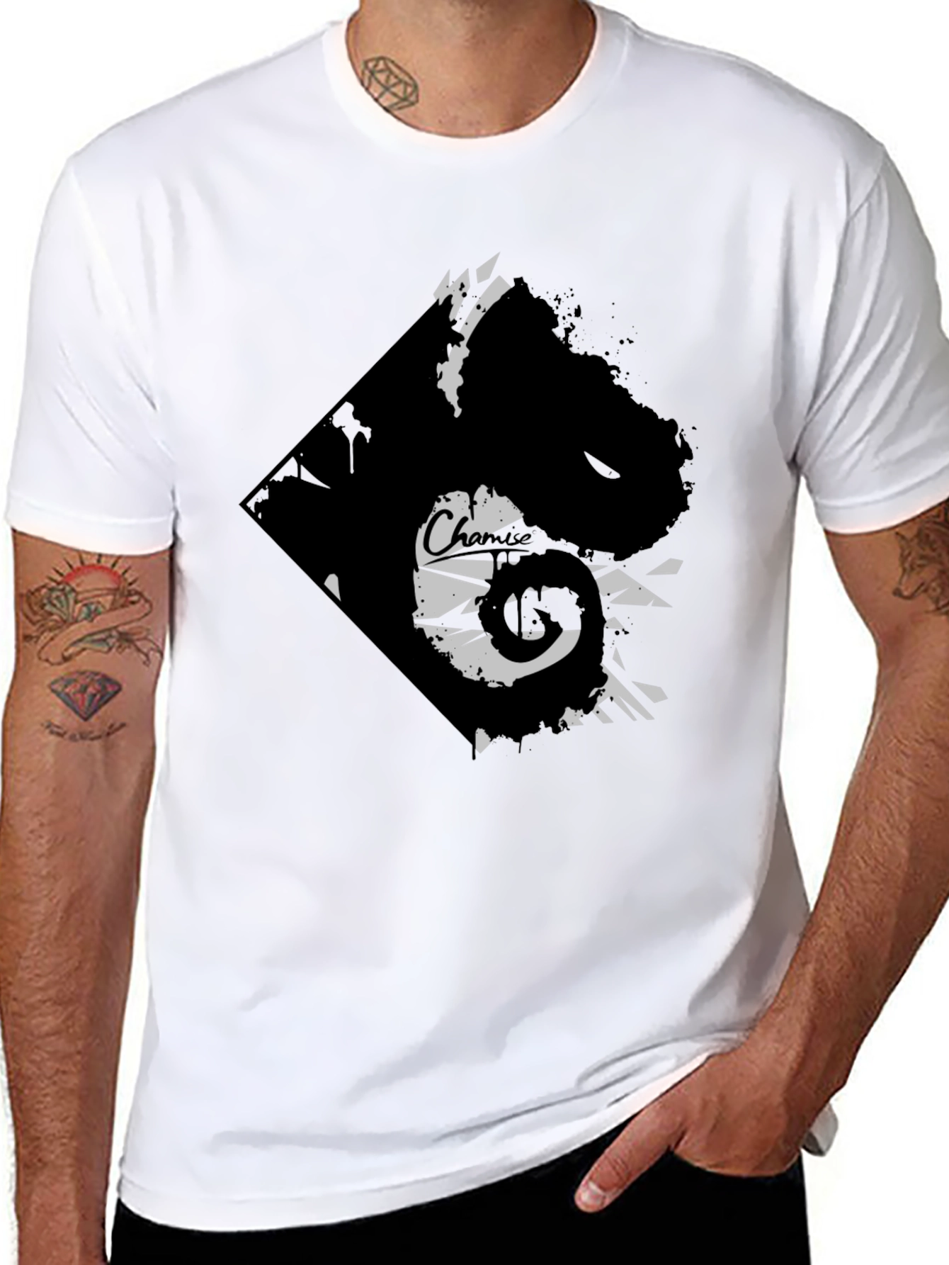 Edgy Graphic Tee - Black Cotton Blend