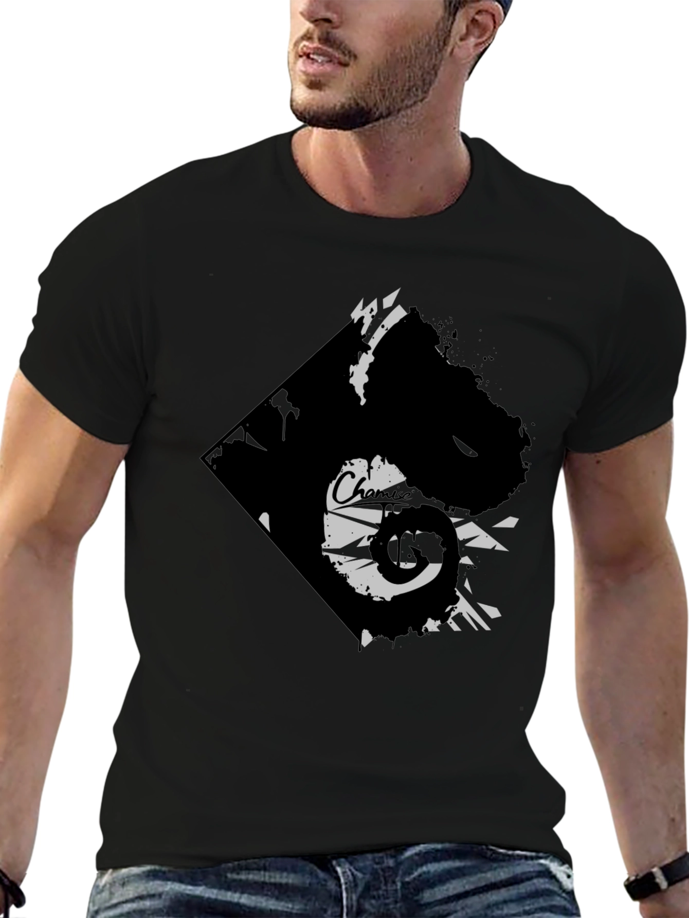 Edgy Graphic Tee - Black Cotton Blend
