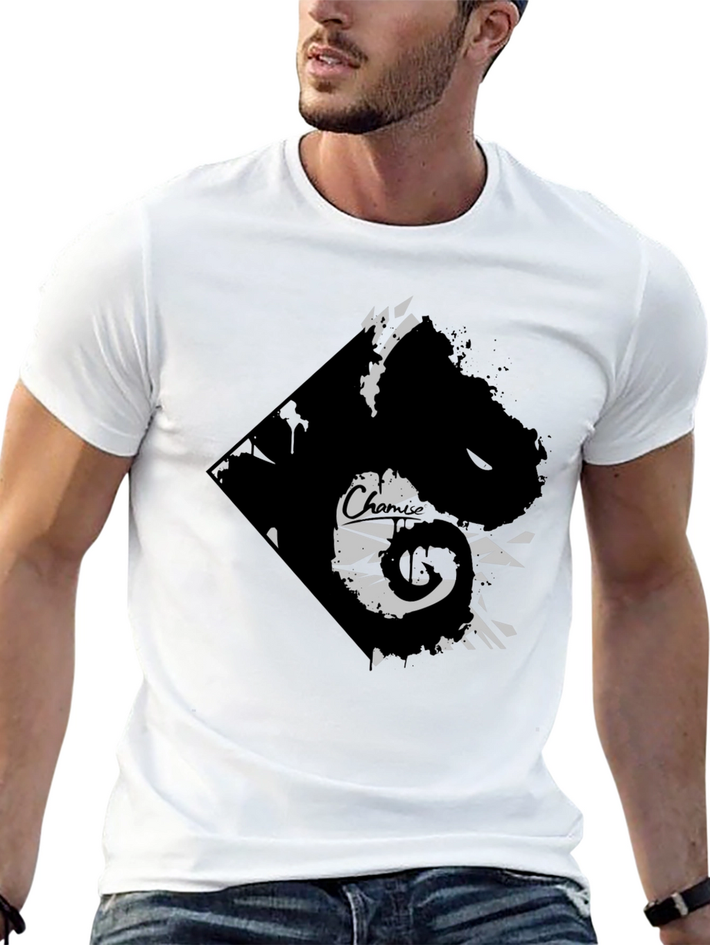 Edgy Graphic Tee - Black Cotton Blend