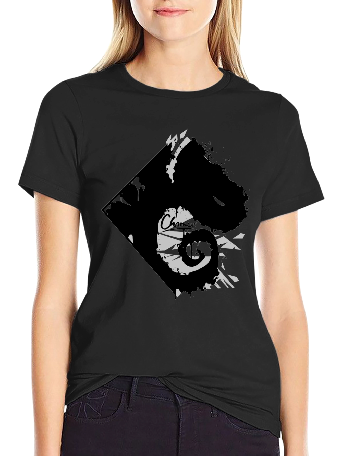 Edgy Graphic Tee - Black Cotton Blend